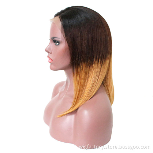 Factory outlet wholesale price omber human hair lace wig, natural hairline 1b/2/27 color human hair wigs
